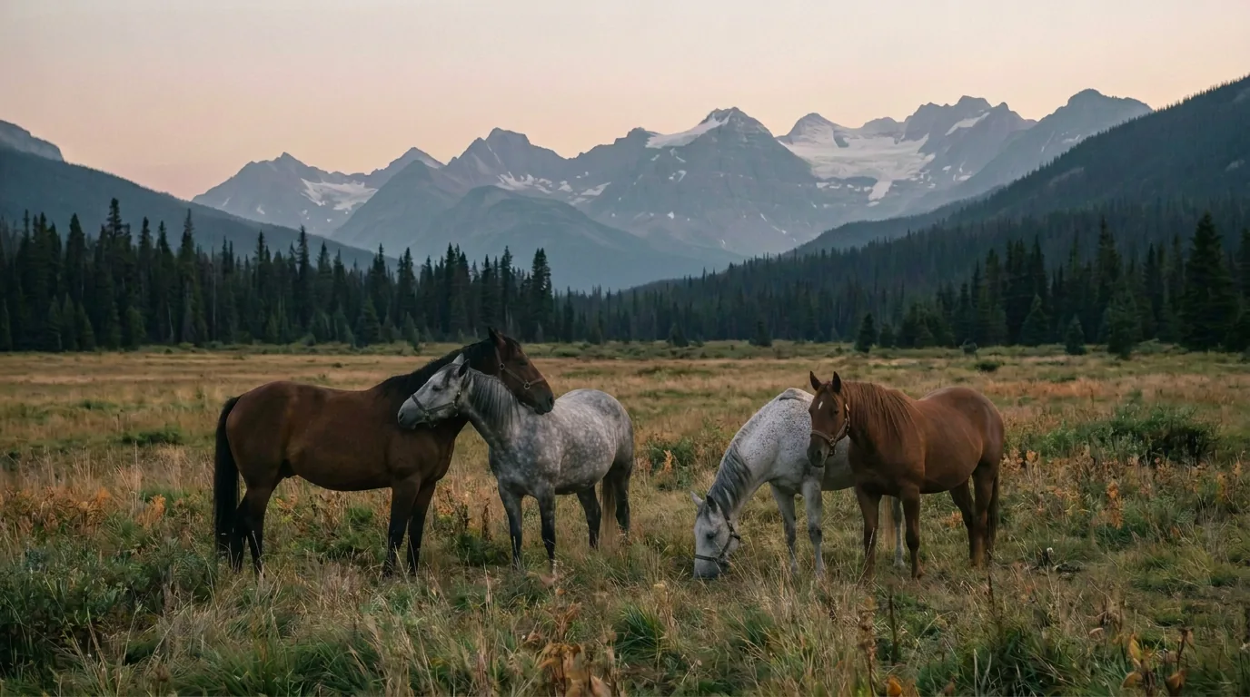 Chevaux en liberté, Écuries de la Taillat, Isère
